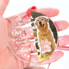 No Longer By Our Side - Customized Personalized Glass Ornament - Memorial Pet Gift For Loss