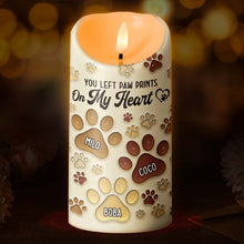 You Left Paw Prints On Our Hearts - Personalized Candle LED Light - Sympathy Gift For Pet Owners, Pet Lovers