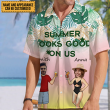 Custom Photo - Summer Looks Good On Us - Customized Gift - Personality Customized Hawaiian shirt - Gift For Couple