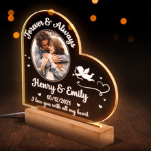 Custom Photo I Love You With All My Heart - Customized Personalized 3D LED Light - alentine's Day Gift For Husband Wife, Anniversary