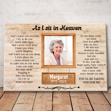 As I Sit In Heaven - Memorial Gifts For Loss, In Memory Of Loved One Gift  Gifts Personalized Custom Framed Canvas Wall Art