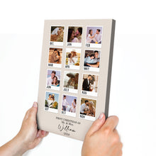 Custom Monthly Photo First Christmas As Mr & Mrs - Personalized Customized Canvas - Gifts For Couple