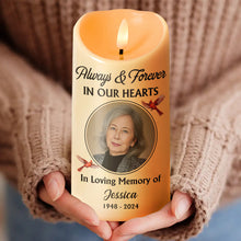 Always & Forever In Our Hearts - Personalized Candle LED Light - Memorial Gift For Family Members