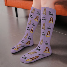 Custom Photo Face I Love You -  Personalized Customized Socks - Gift For Pet Lover