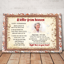 A Letter From Heaven - Custom Photo Memorial Gifts For Angel, Sympathy Gift Personalized Custom Framed Canvas Wall Art