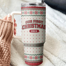 Custom Photo First Christmas - Personalized Custom 40oz Stainless Steel Tumbler - Gift For Couple