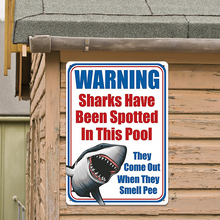 Sharks Have Been Spotted Swimming Pool Warning Sign Metal Sign Poolside Sign
