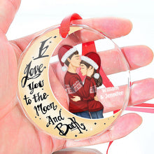 Custom Character I Love You To The Moon And Back Personalized Custom Glass Ornament Christmas Gift For Couple Anniversary Gift