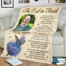 Custom Photo - As I Sit In Heaven - Customized Personalized Blanket - Memorial Gift For Family Loss