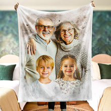 Watercolor Painting Of Loved Ones - Personalized Customized Blanket - Gift For Grandpa, Family Members