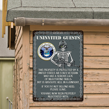 Uninvited Guests This Property Is Protected By A Veteran Personalized Custom Metal Sign