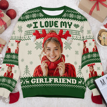 Custom Photo I Love My - Customized Personalized Ugly Sweater - Christmas Gift For Couple Husband Wife