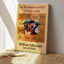 Custom Photo - 12 Reasons Why I Love You - Personality Customized Canvas - Gift For Couple