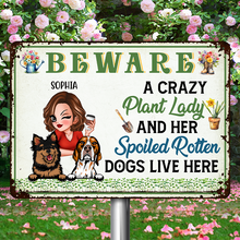 A Crazy Plant Lady & Her Spoiled Dogs - Gift For Gardening Lovers - Personalized Classic Metal Signs