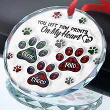 Paw Prints On My Heart - Personalized Glass Ornament - Gift For Pet Lovers, Dog Lovers, Cat Lovers