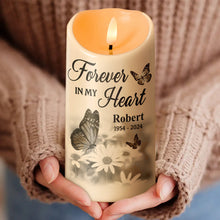 Forever In Our Hearts Candle LED - Personalized Candle LED Light - Sympathy Gift For Memorial