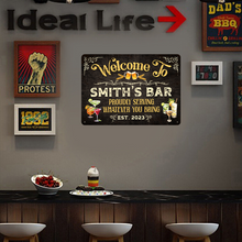 Bar Sign Vintage Black Wood Design - Personalized Custom Classic Metal Signs