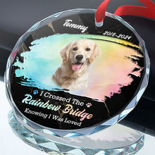 Custom Photo - I Crossed The Rainbow Bridge - Customized Personalized Glass Ornament - Memorial Gift For Loss Pet