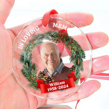 Custom Photo In Loving Memory - Customized Personalized Glass Ornament - Gift For Loving Memory