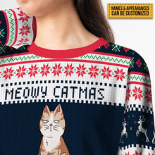 Personalized Unisex Ugly Sweater Funny Cartoon Cats Christmas Gift For Cat Lovers, Cat Moms, Cat Dads