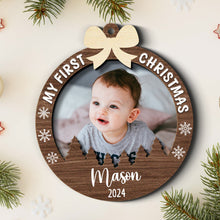 My First Christmas - Personalized 2-Layered Wooden Ornament - Christmas Gifts For Family, Baby Kid
