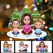 Grandma And Grandkids Under The Christmas Tree - Personality Customized Ornament - Christmas Gift For Family