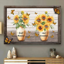 First Mom Now Grandma Sunflower Pot - Personalized Customized Canvas - Mother's Day Gifts For Mom, Wife, Her