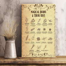 Magical Herbs And Their Uses Witchy Wall Decor For Kitchen Framed Canvas Wall Art