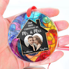 Custom Photo - Our First Christmas - Customized Personalized Glass Ornament - Christmas Gift For Couple