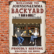Backyard Bar Where Memories Are Made And Often Forgotten In The Morning - Gift For Couples - Personalized Custom Classic Metal Signs