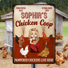 Pampered Chickens Live Here - Farm Chicken Sign - Personalized Custom Metal Signs