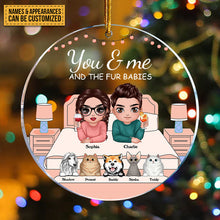 You Me And Fur Babies On Bed Gift For Pet- Personalized Custom Circle Ceramic Ornament