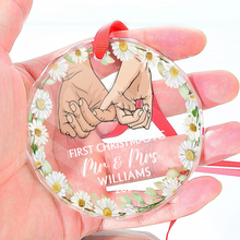 Holding Hands Husband And Wife First Christmas - Personalized Glass Ornament - Christmas Gift For Couple