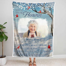 Custom Photo A Hug From Heaven Horizon - Personalized Customized Blanket - Memorial Gift For Family Members