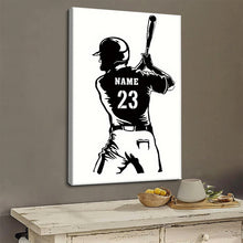 Baseball Player Gift For Dad, Husband, Son Home Decor Personalized Custom Framed Canvas Wall Art
