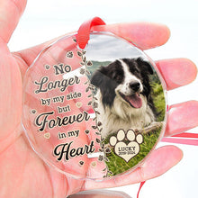 Custom Photo Memorial Christmas Forever In My Heart - Customized Personalized Glass Ornament - Gift For Dog Lover, Pet Lover