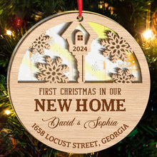 First Christmas In New Home - Personalized Custom Mirror Wooden Ornament - Gift For Family