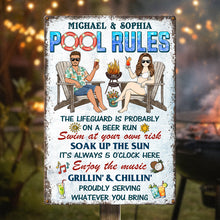 Pool Rules Grillin' Chillin' - Personalized Custom Classic Metal Signs - Gift For Husband, Wife