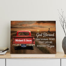 Sunset Blessed The Broken Road - Personalized Customized Canvas - Gift For Couple Husband Wife