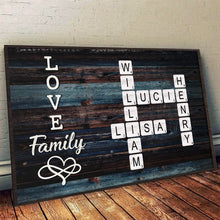 Crossword Canvas Love My Family - Personalized Customized Family Name Canvas - Gifts For Family Members