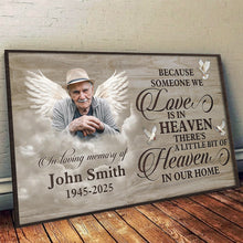 Custom Photo There's A Little Bit Of Heaven In Our Home - Personalized Customized Canvas - Memorial Gift For Family Members