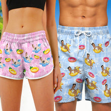 Custom Photo Funny Gift For Couple Personalized Custom Couple Beach Shorts