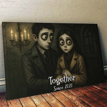Custom Couple Photo Gothic Animated Style - Personalized Customized Canvas - Unique Halloween Gift For Couple, Him, Her, Husband, Wife