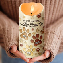 You Left Paw Prints On Our Hearts - Personalized Candle LED Light - Sympathy Gift For Pet Owners, Pet Lovers