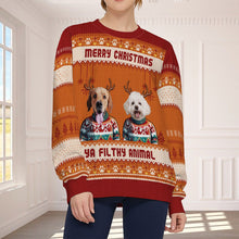 Custom Photo Christmas Sweater - Pet Face With Antler Christmas Gifts For Pet Lovers Personalized Custom Ugly Sweater