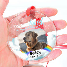 Custom Photo Forever Loved Pet Memorial - Personalized Glass Ornament - Gift For Memorial