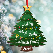 Christmas Tree Family - Personalized Wooden Cutout Ornament - Gifts For Family