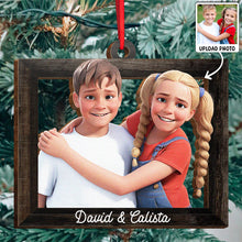 Custom Photo Cartoon Style - Personalized Wooden Cutout Ornament - Christmas Gift For Husband Wife, Anniversary