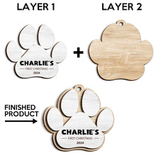 Pets & Baby Footprints - Personalized 2-Layered Wooden Ornament - Gift For Kids, Pet Lovers