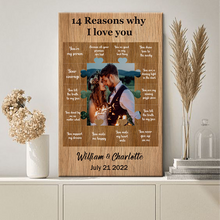 Custom Photo 14 Reasons Why I Love You Valentine's Day Gifts Couple Personalized Custom Framed Canvas Wall Art